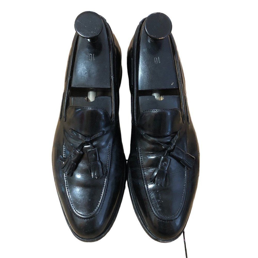 Johnston & Murphy Heritage Mens 10 Brown Leather Loafers Shoes Tassle VTG 67366